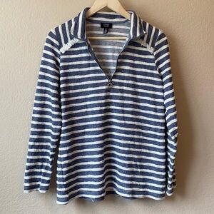 Jones New York Quarter Zip Striped Fringe Large